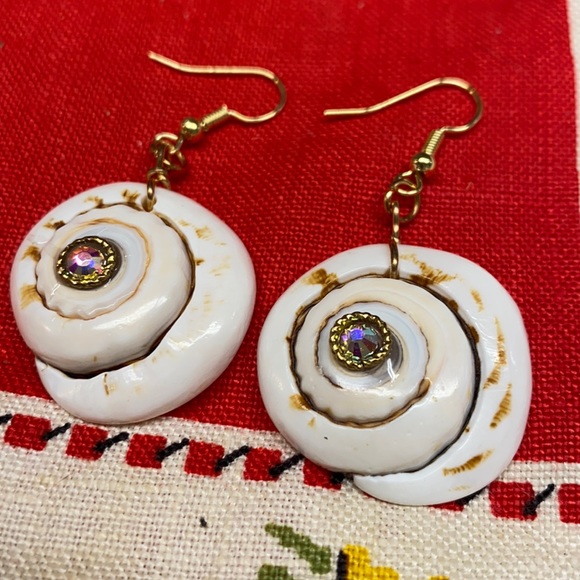 unbranded Jewelry - Sea Shell Rhinestone Dangle Pierced Earrings